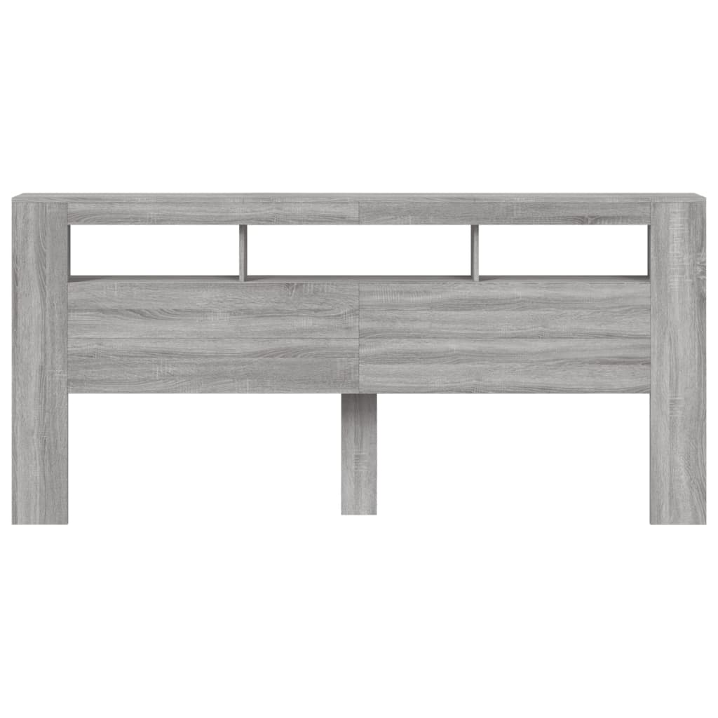 LED Headboard Grey Sonoma 220x18.5x103.5 cm Engineered Wood