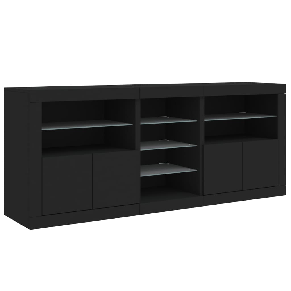 Sideboard with LED Lights Black 162x37x67 cm