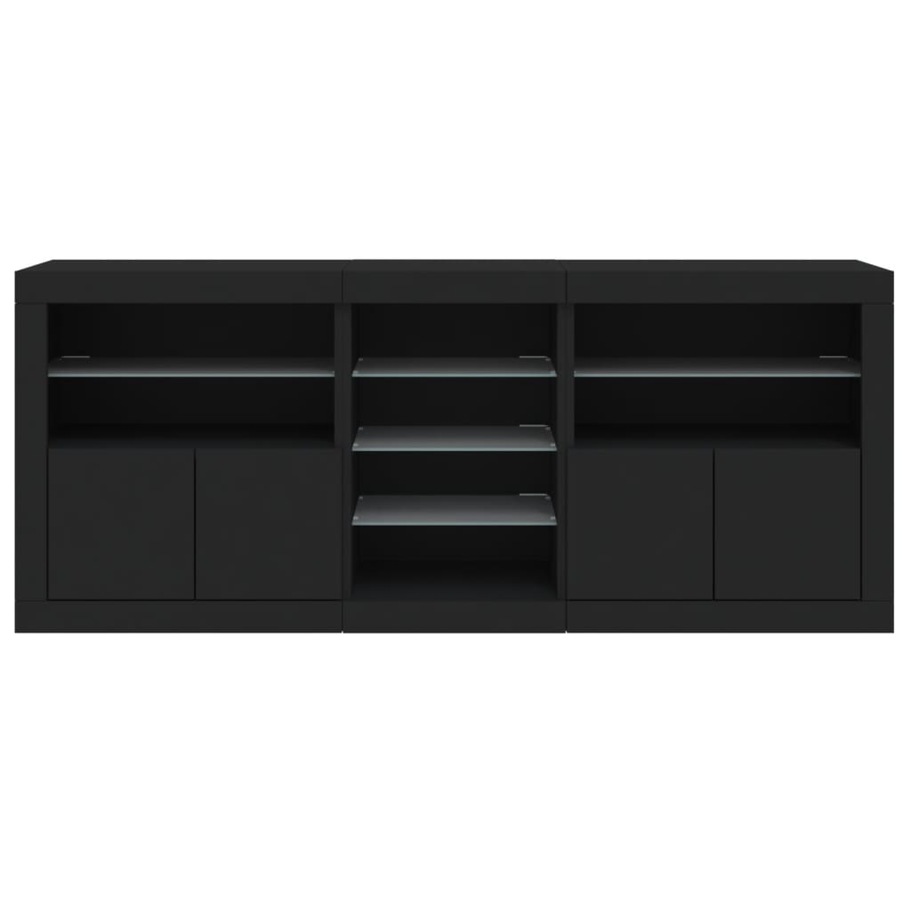 Sideboard with LED Lights Black 162x37x67 cm