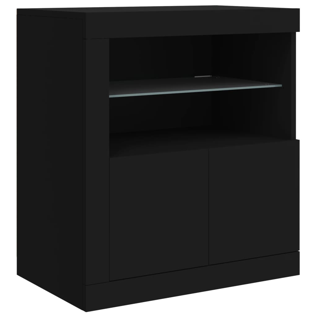 Sideboard with LED Lights Black 162x37x67 cm