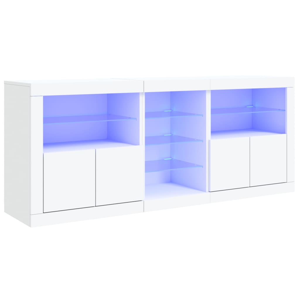Sideboard with LED Lights White 181.5x37x67 cm