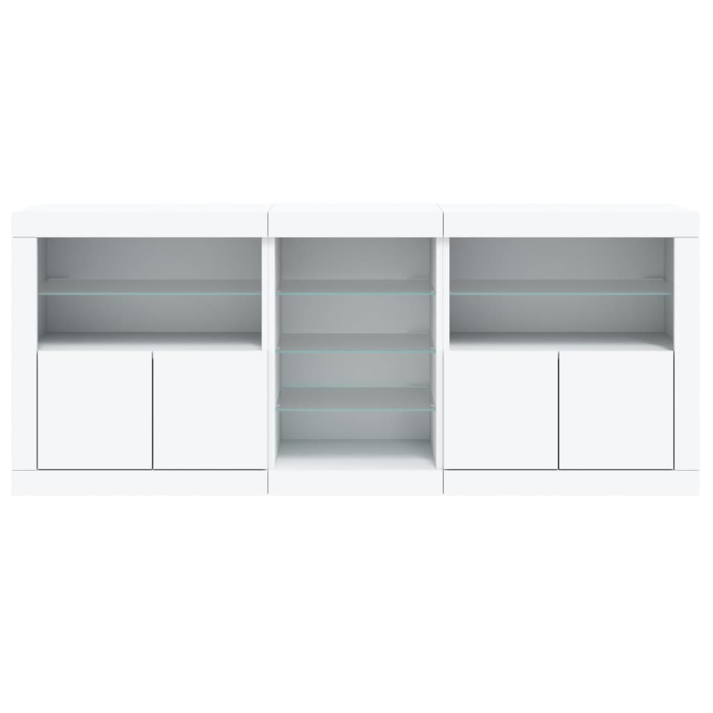 Sideboard with LED Lights White 181.5x37x67 cm