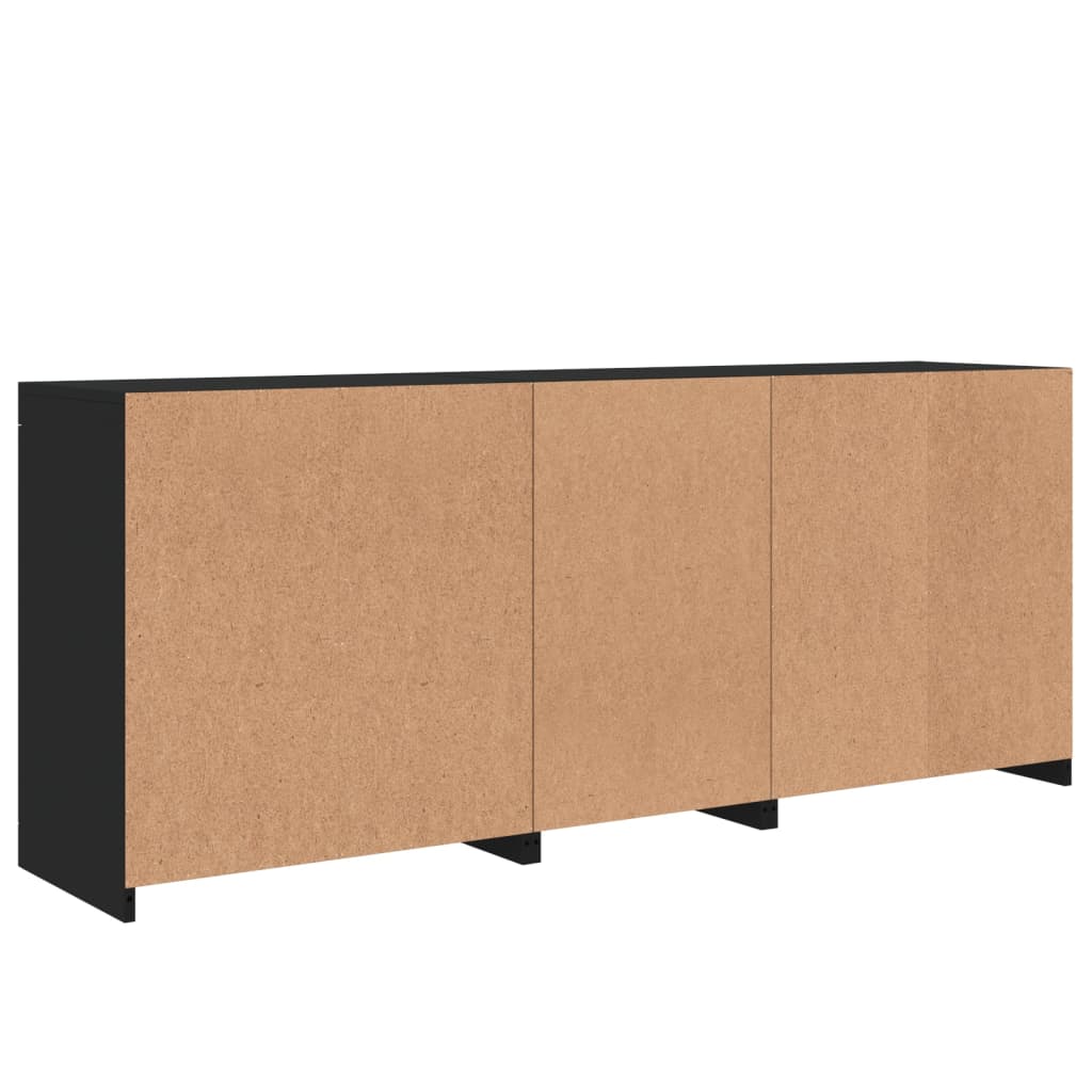 Sideboard with LED Lights Black 181.5x37x67 cm