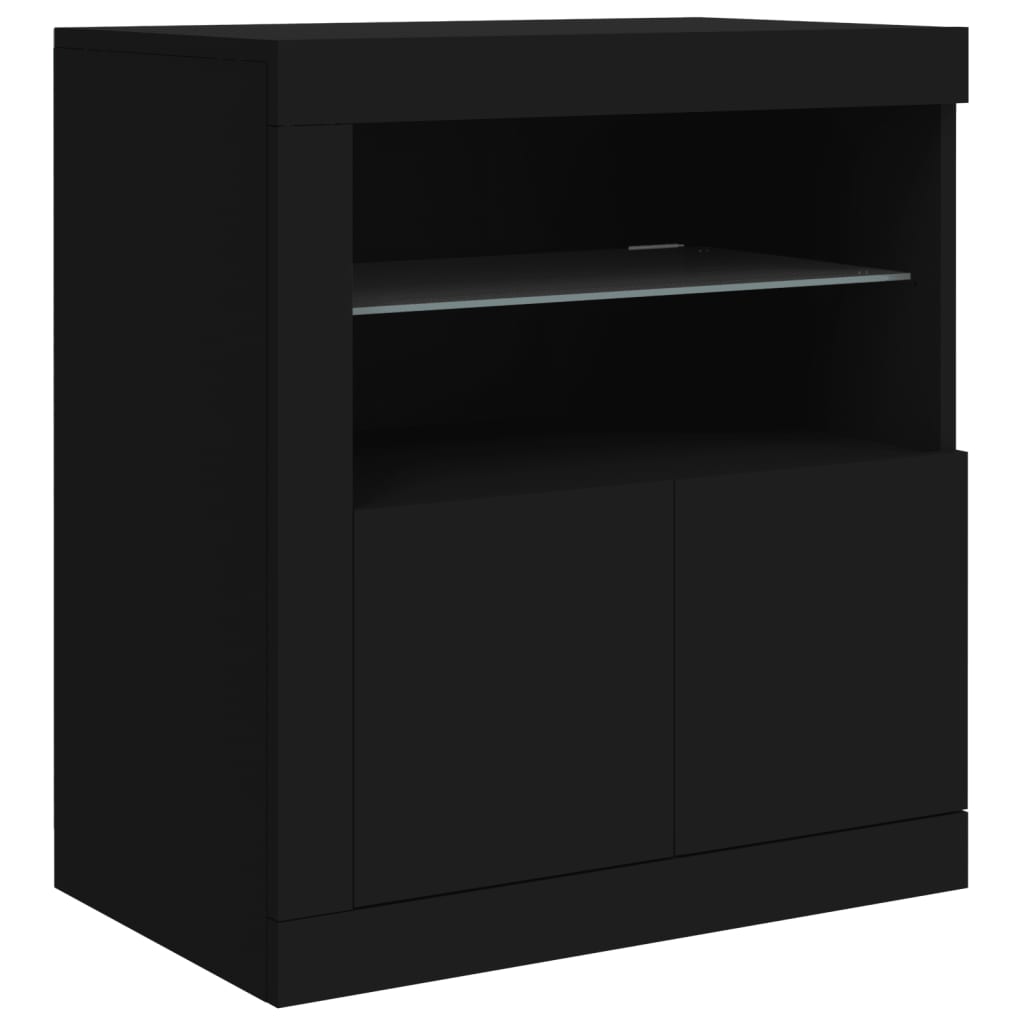 Sideboard with LED Lights Black 181.5x37x67 cm