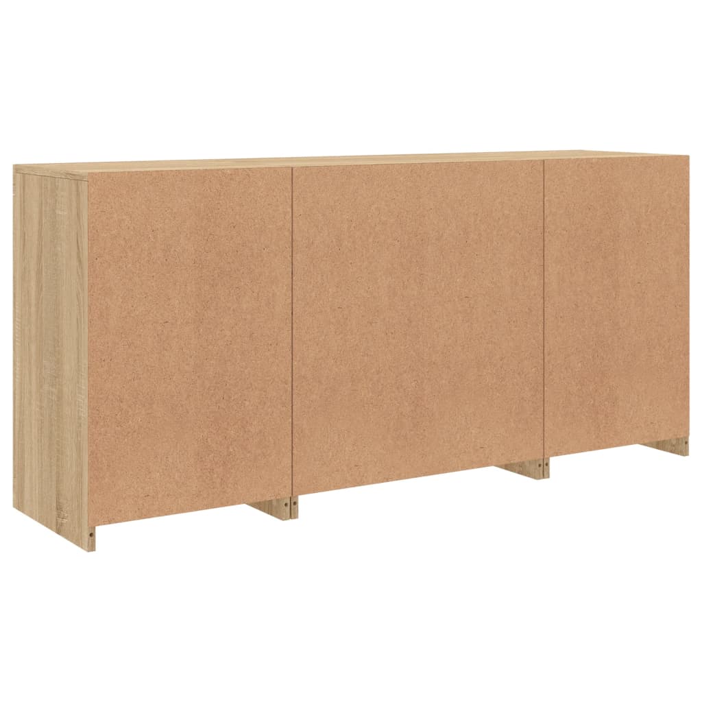 Sideboard with LED Lights Sonoma Oak 142.5x37x67 cm