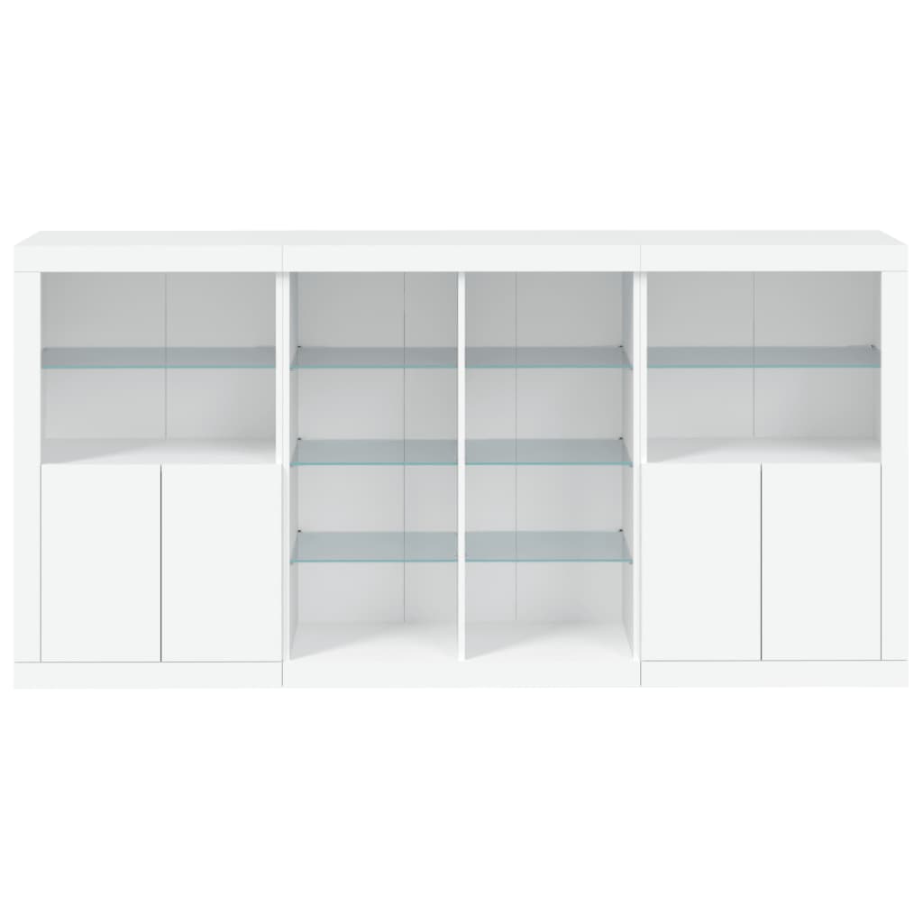 Sideboard with LED Lights White 202x37x100 cm