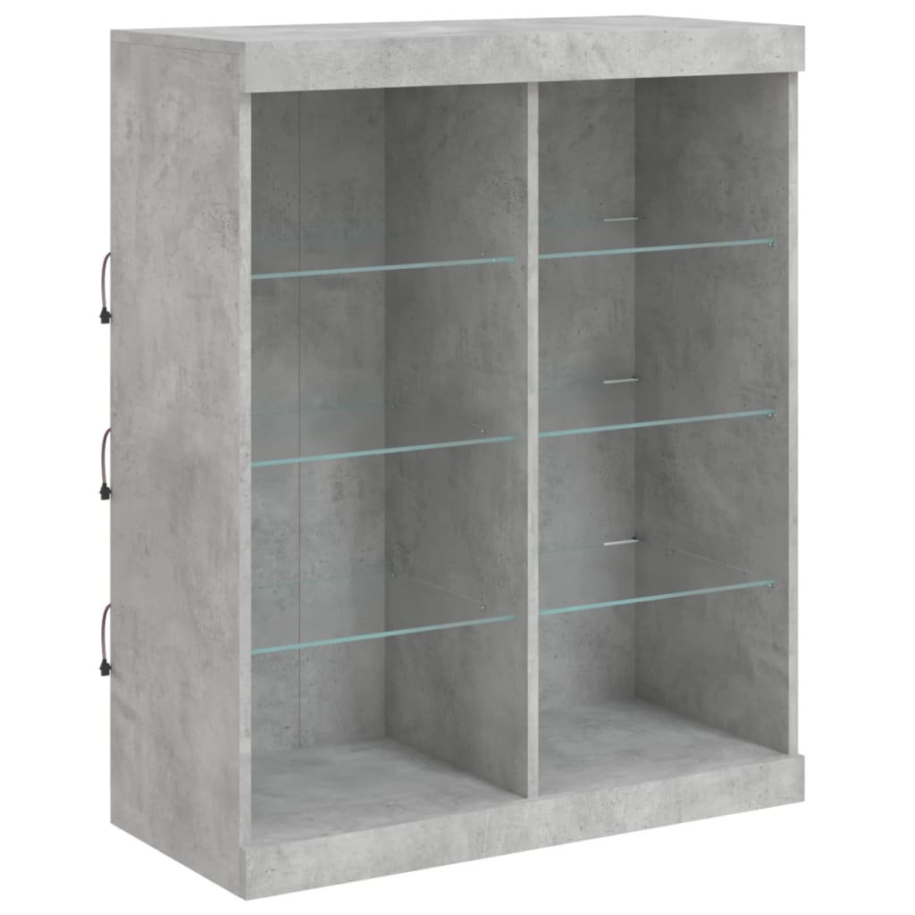 Sideboard with LED Lights Concrete Grey 202x37x100 cm