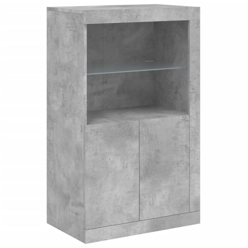 Sideboard with LED Lights Concrete Grey 202x37x100 cm