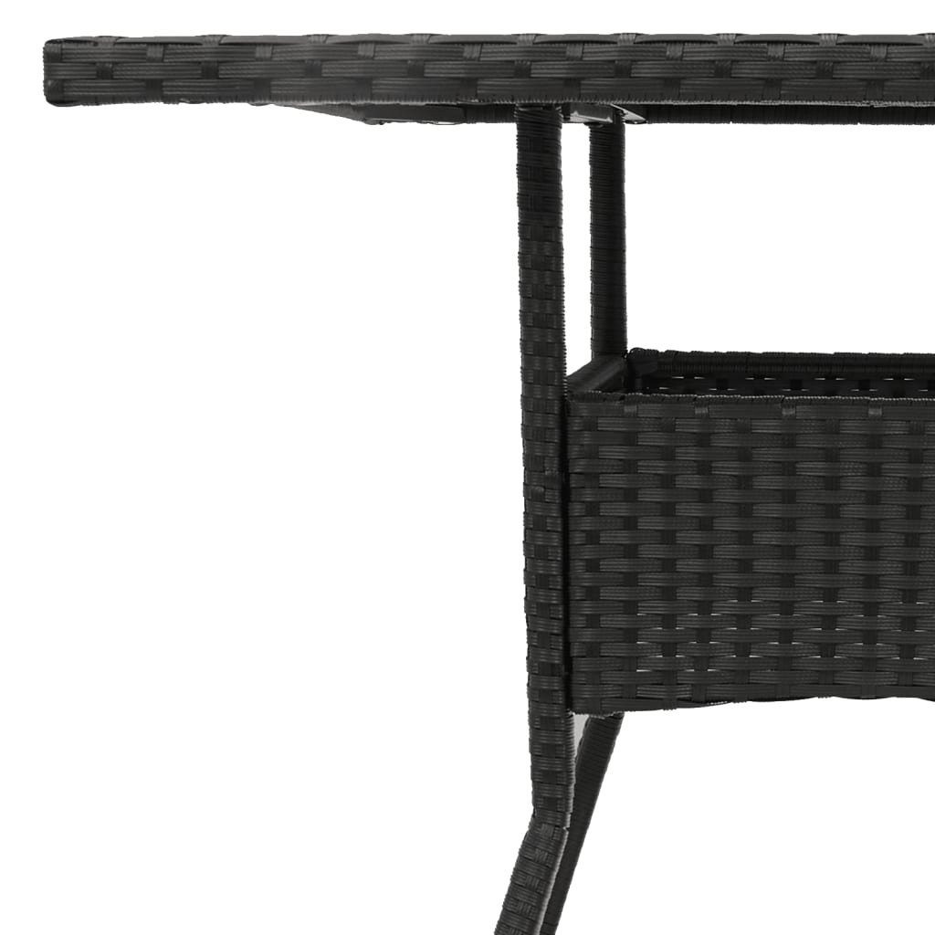 Outdoor Patio Poly Rattan Square 4 Person Garden Dining Table With Glass Top