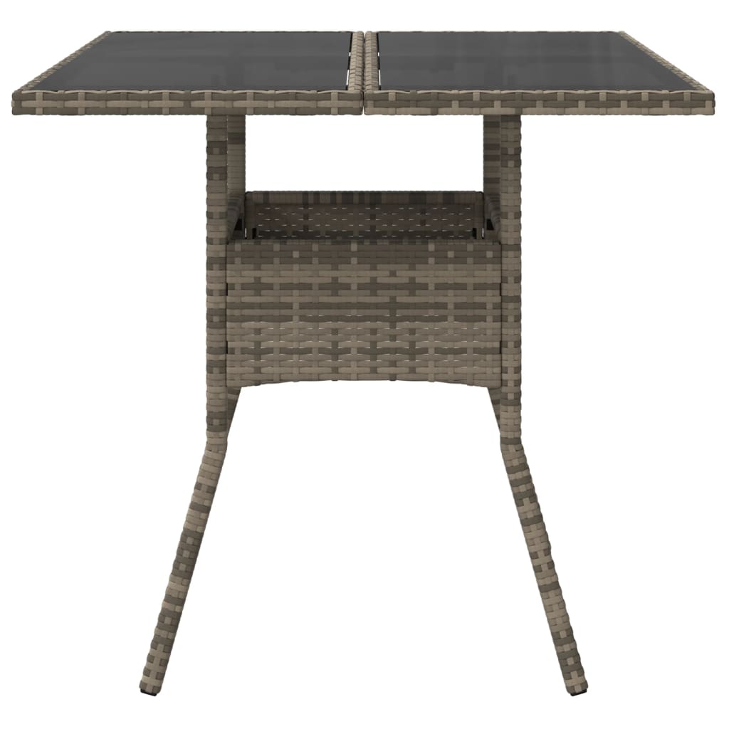 Outdoor Patio Poly Rattan Square 4 Person Garden Dining Table With Glass Top
