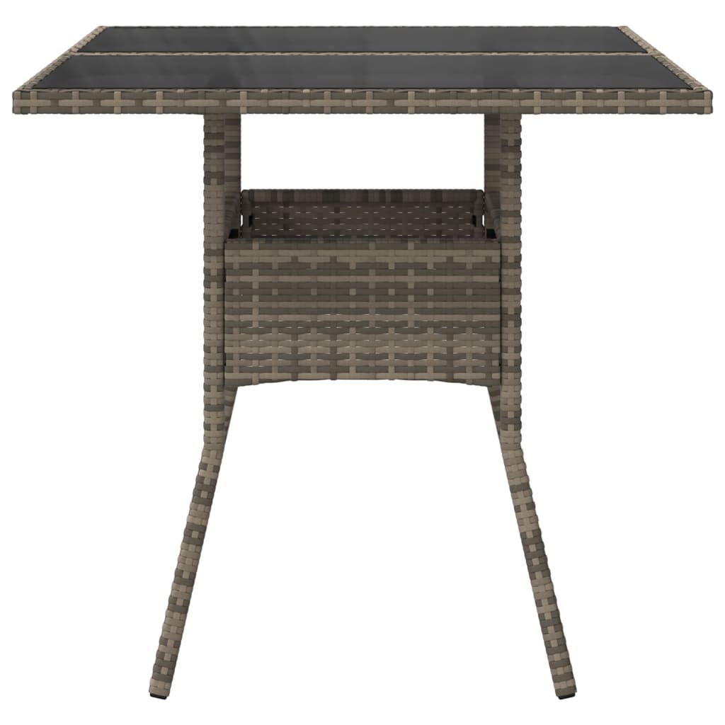 Outdoor Patio Poly Rattan Square 4 Person Garden Dining Table With Glass Top