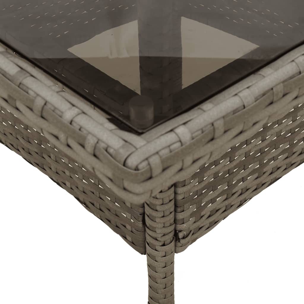 Outdoor Patio Poly Rattan Square 4 Person Garden Dining Table With Glass Top