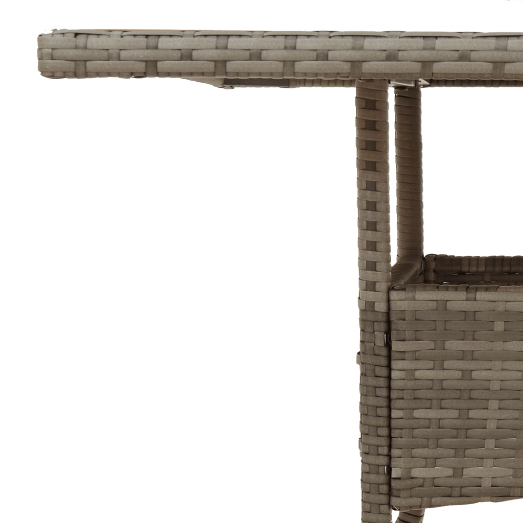 Outdoor Patio Poly Rattan Square 4 Person Garden Dining Table With Glass Top