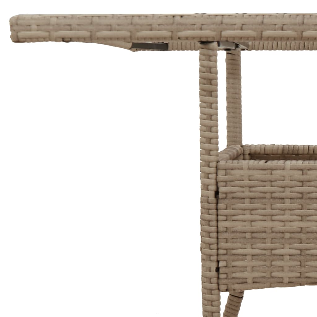 Outdoor Patio Poly Rattan Square 4 Person Garden Dining Table With Glass Top