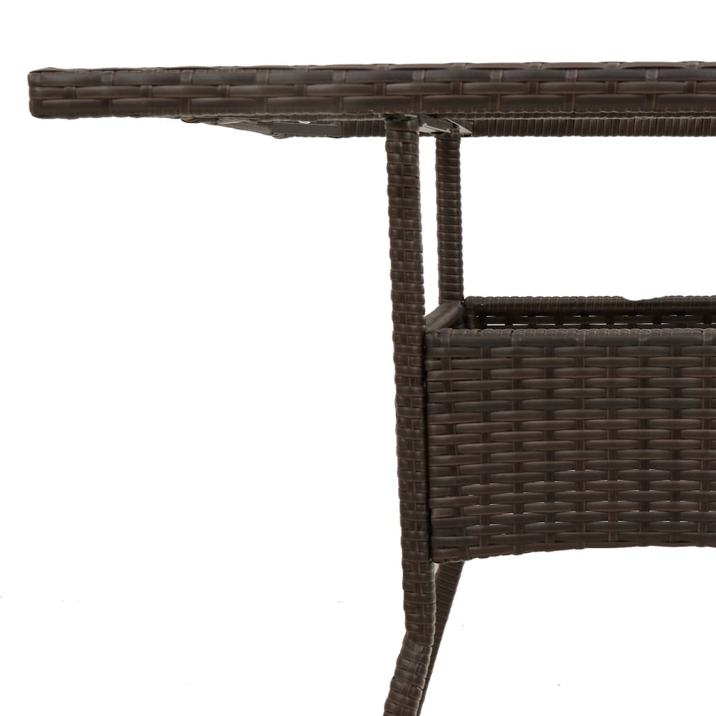 Outdoor Patio Poly Rattan Square 4 Person Garden Dining Table With Glass Top