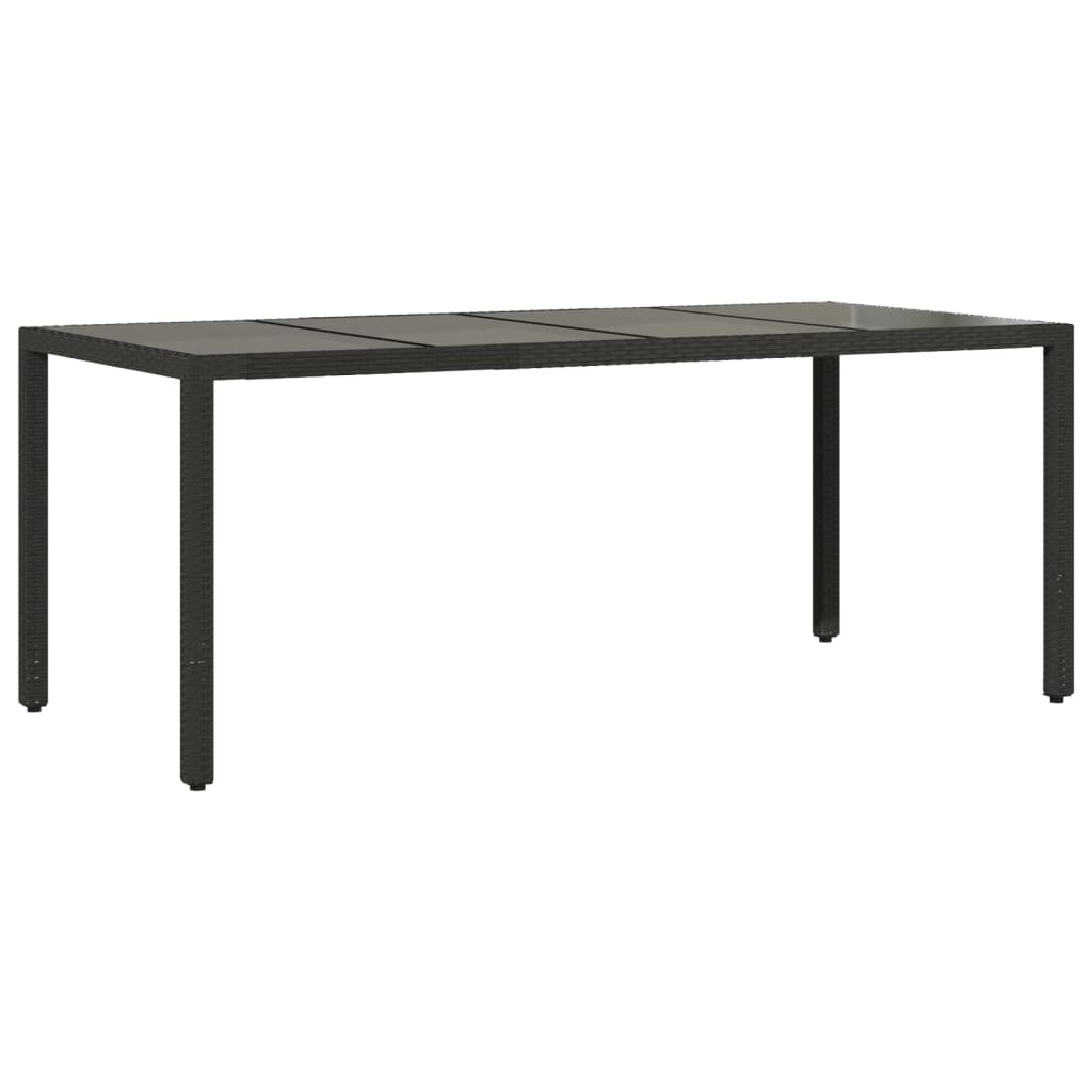 Outdoor Patio Poly Rattan 6 Person Garden Dining Table With Glass Top