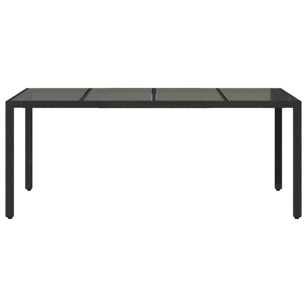Outdoor Patio Poly Rattan 6 Person Garden Dining Table With Glass Top