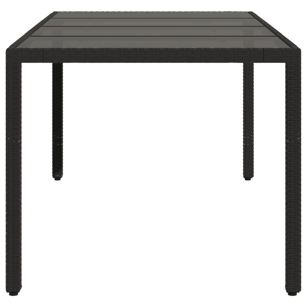 Outdoor Patio Poly Rattan 6 Person Garden Dining Table With Glass Top