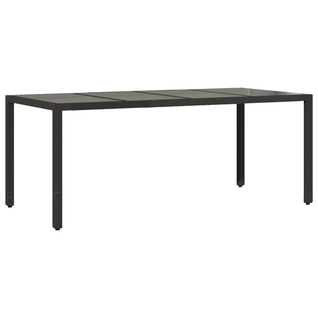 Outdoor Patio Poly Rattan 6 Person Garden Dining Table With Glass Top