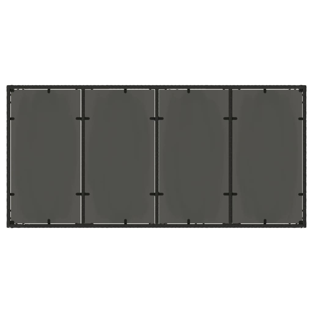 Outdoor Patio Poly Rattan 6 Person Garden Dining Table With Glass Top