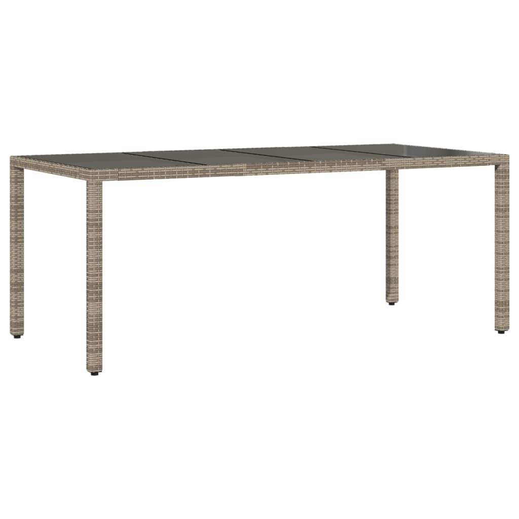Outdoor Patio Poly Rattan 6 Person Garden Dining Table With Glass Top