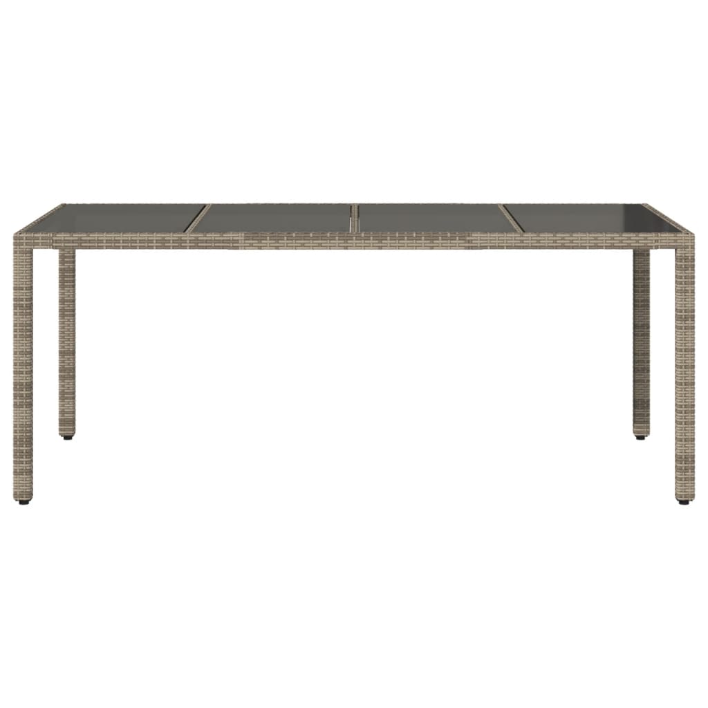 Outdoor Patio Poly Rattan 6 Person Garden Dining Table With Glass Top