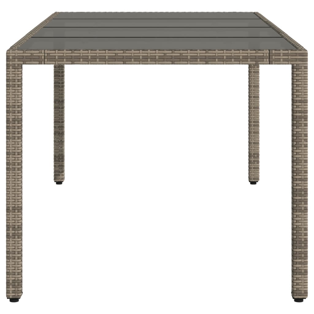Outdoor Patio Poly Rattan 6 Person Garden Dining Table With Glass Top