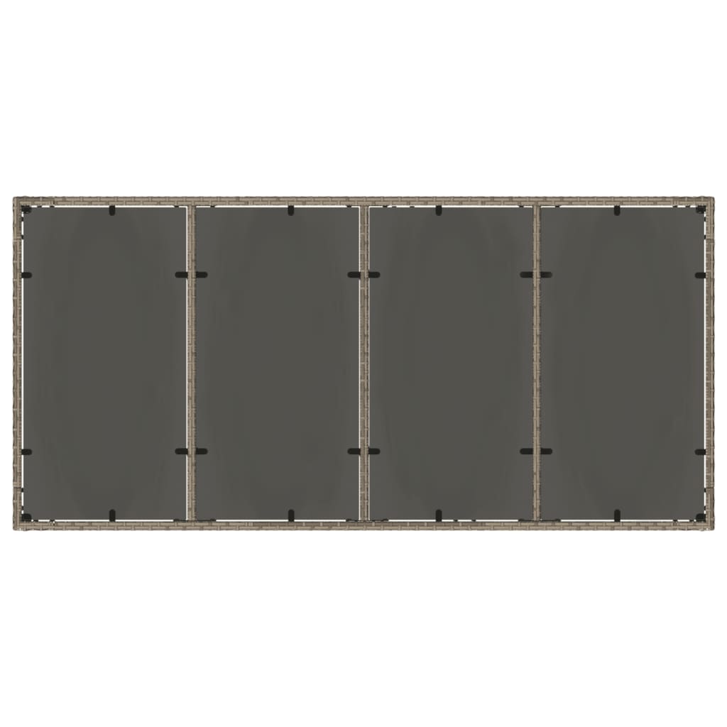 Outdoor Patio Poly Rattan 6 Person Garden Dining Table With Glass Top