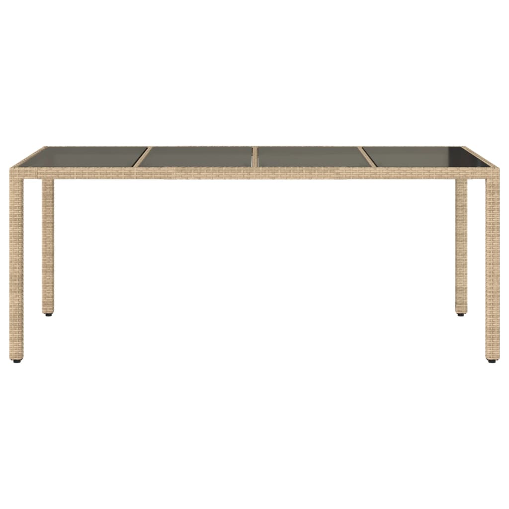 Outdoor Patio Poly Rattan 6 Person Garden Dining Table With Glass Top