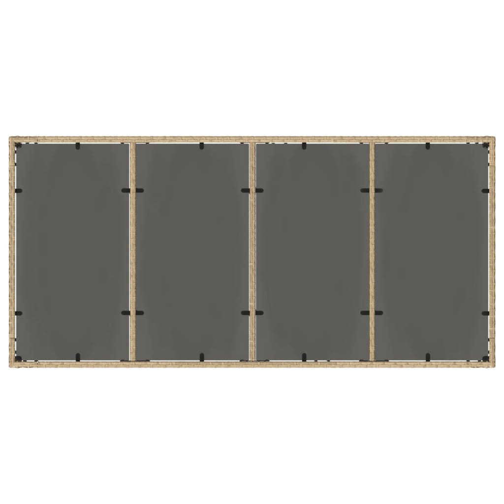 Outdoor Patio Poly Rattan 6 Person Garden Dining Table With Glass Top