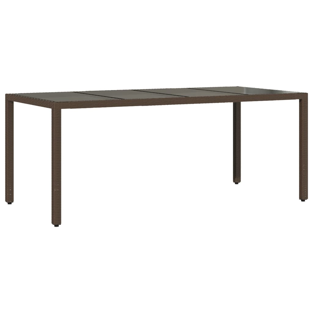 Outdoor Patio Poly Rattan 6 Person Garden Dining Table With Glass Top
