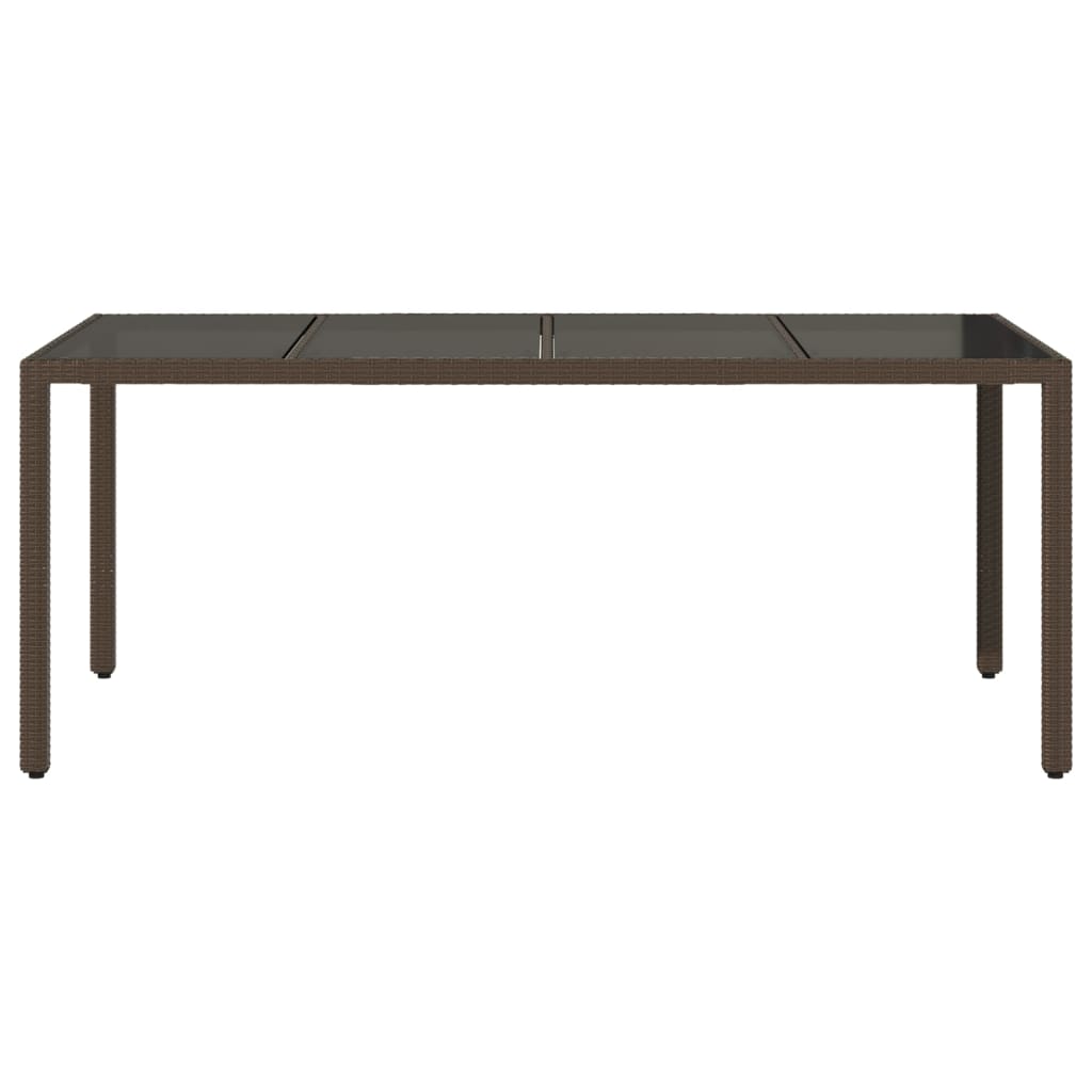 Outdoor Patio Poly Rattan 6 Person Garden Dining Table With Glass Top