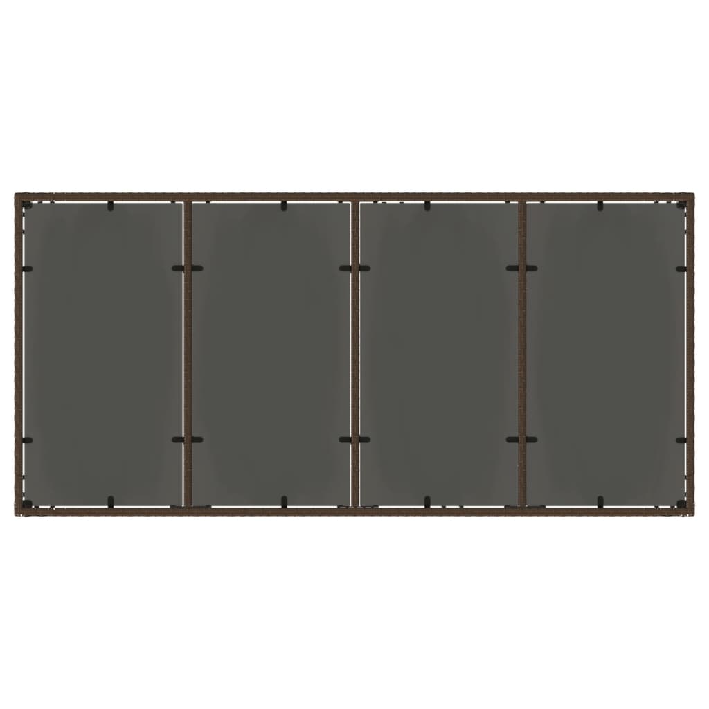 Outdoor Patio Poly Rattan 6 Person Garden Dining Table With Glass Top