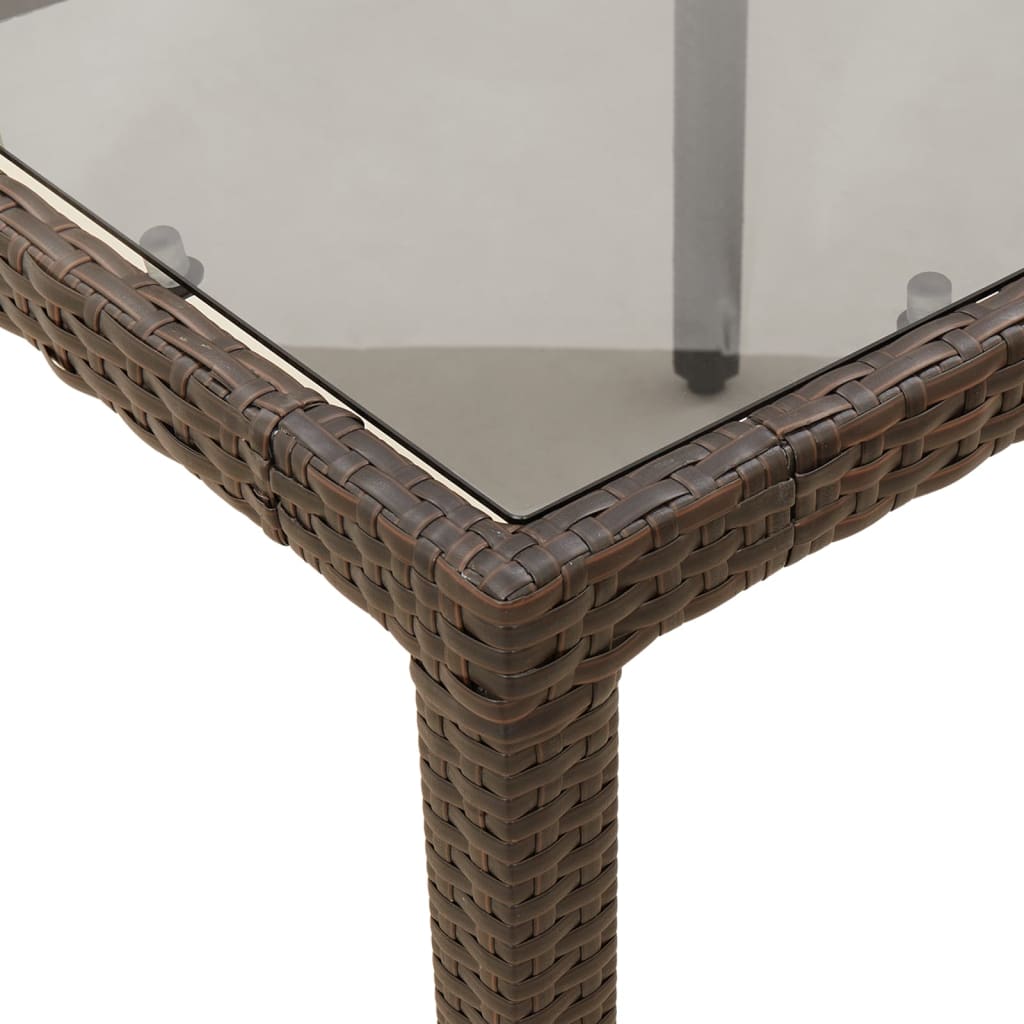 Outdoor Patio Poly Rattan 6 Person Garden Dining Table With Glass Top