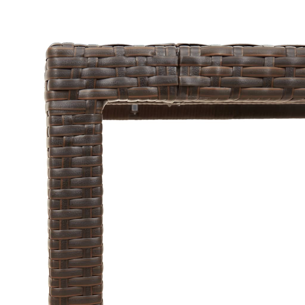 Outdoor Patio Poly Rattan 6 Person Garden Dining Table With Glass Top