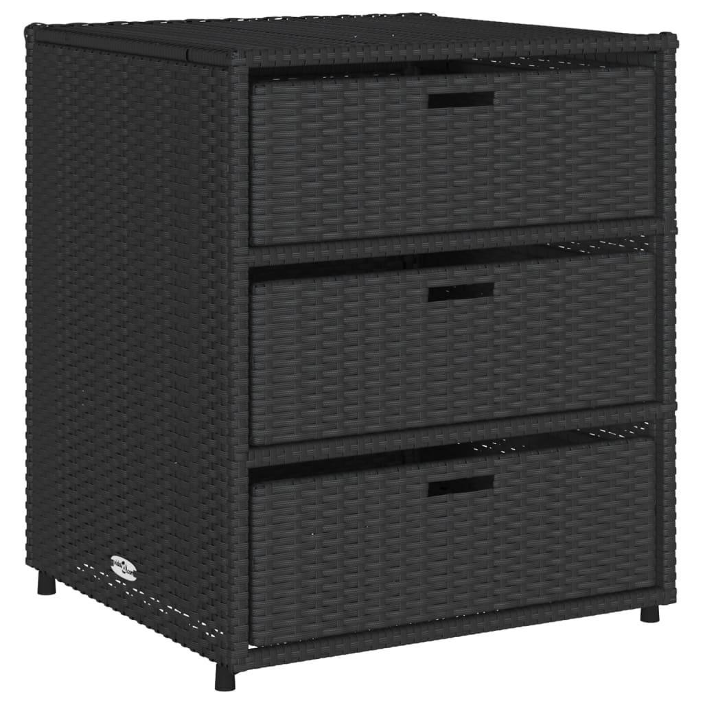 Outdoor Patio Poly Rattan Garden Storage Cabinet Unit With 3 Drawers