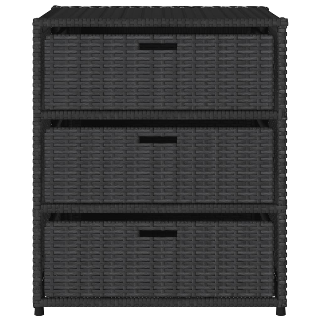 Outdoor Patio Poly Rattan Garden Storage Cabinet Unit With 3 Drawers