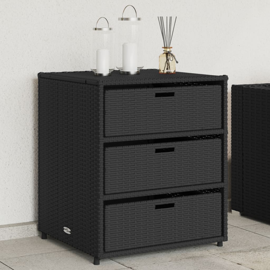 Outdoor Patio Poly Rattan Garden Storage Cabinet Unit With 3 Drawers