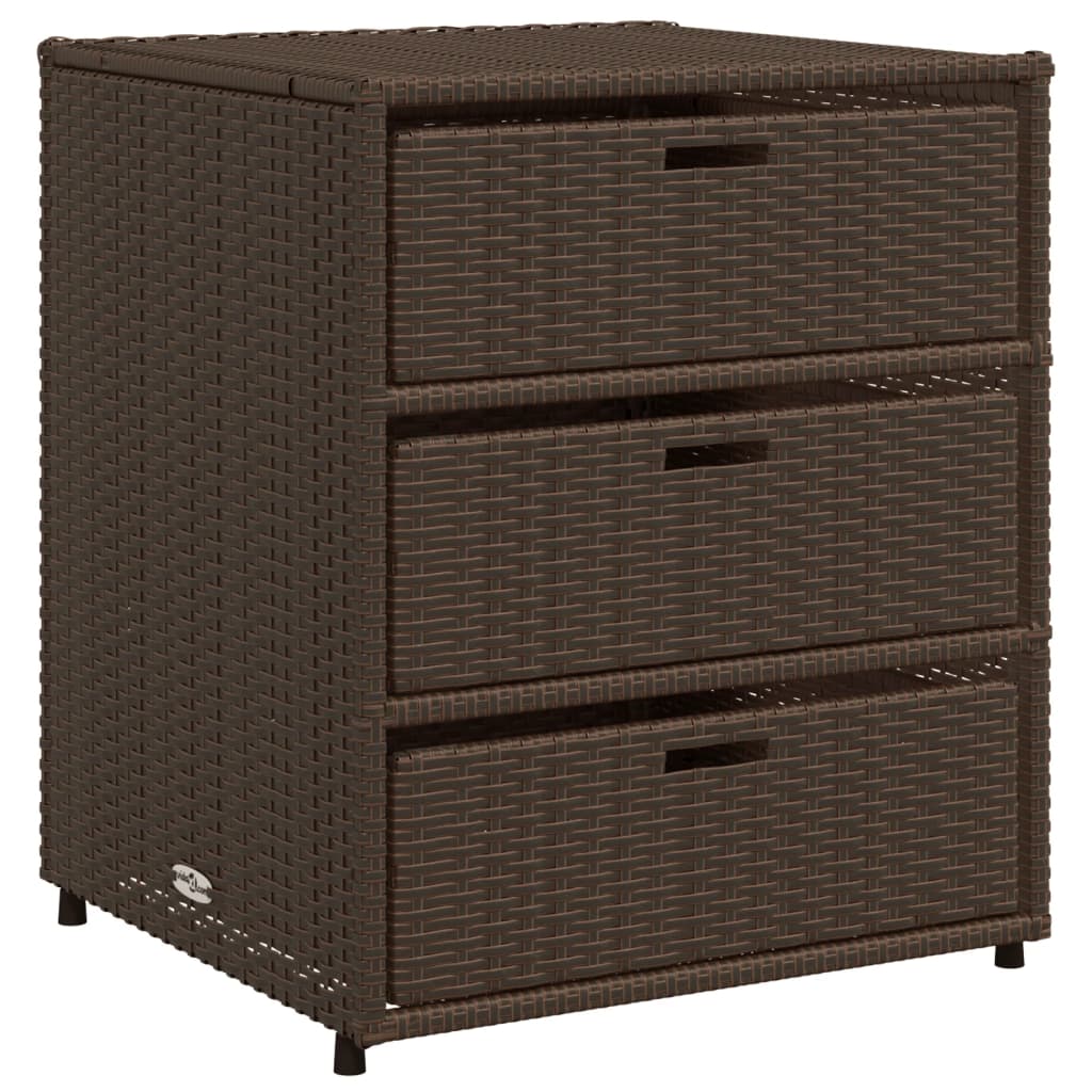 Outdoor Patio Poly Rattan Garden Storage Cabinet Unit With 3 Drawers