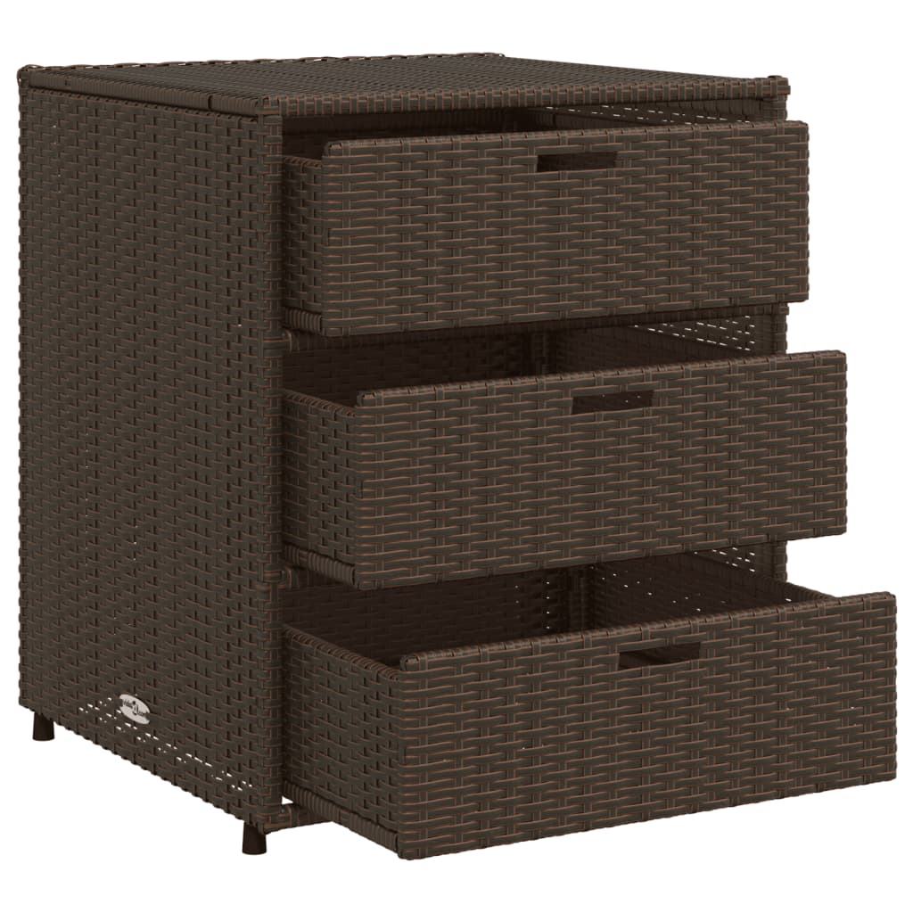 Outdoor Patio Poly Rattan Garden Storage Cabinet Unit With 3 Drawers