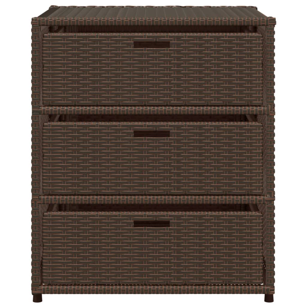 Outdoor Patio Poly Rattan Garden Storage Cabinet Unit With 3 Drawers