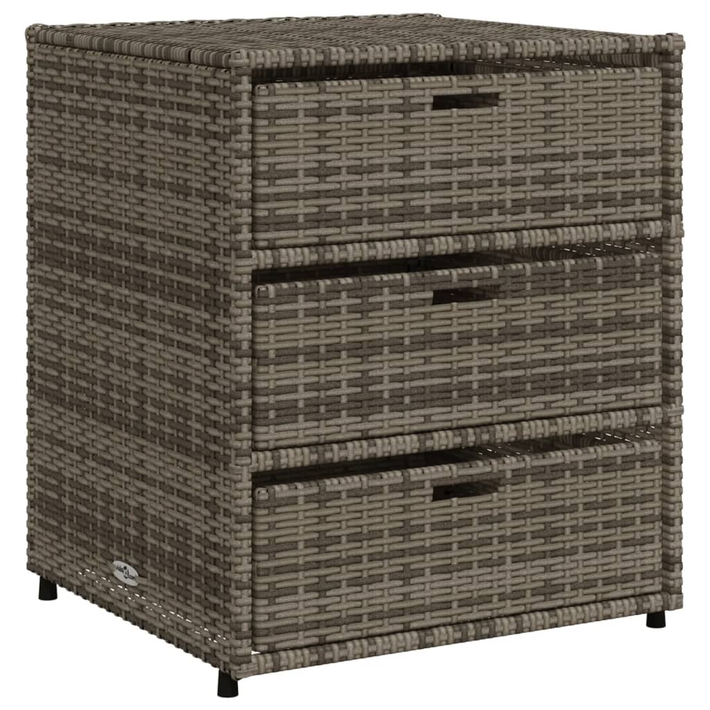 Outdoor Patio Poly Rattan Garden Storage Cabinet Unit With 3 Drawers