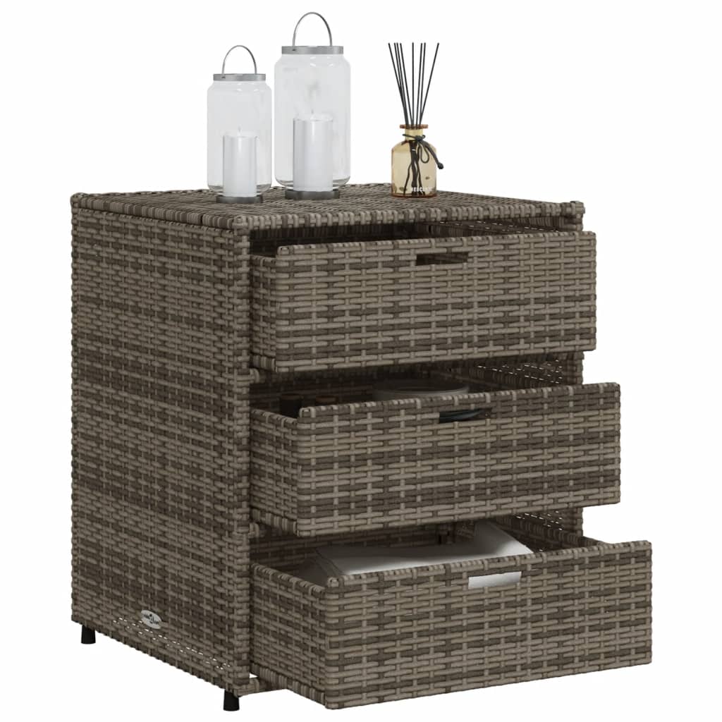 Outdoor Patio Poly Rattan Garden Storage Cabinet Unit With 3 Drawers
