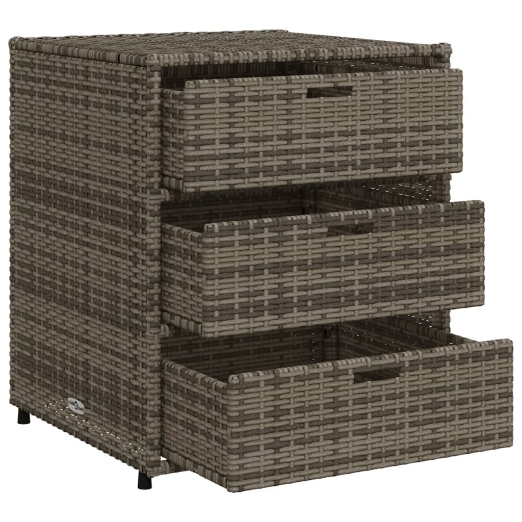 Outdoor Patio Poly Rattan Garden Storage Cabinet Unit With 3 Drawers