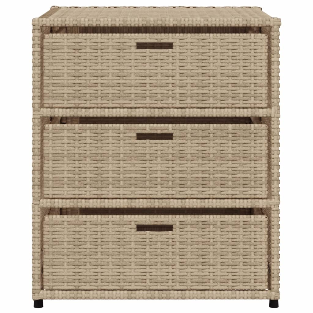 Outdoor Patio Poly Rattan Garden Storage Cabinet Unit With 3 Drawers