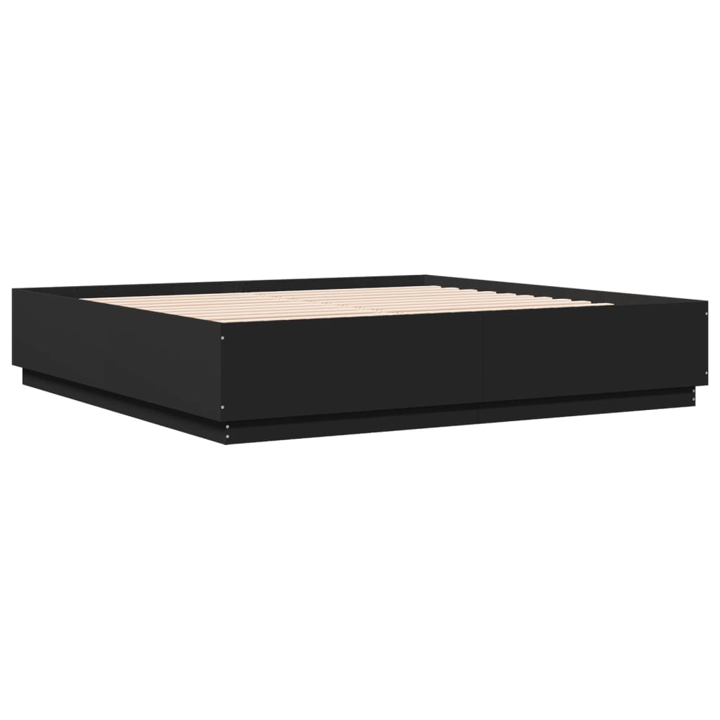 Bed Frame with LED without Mattress Black 180x200 cm Super King