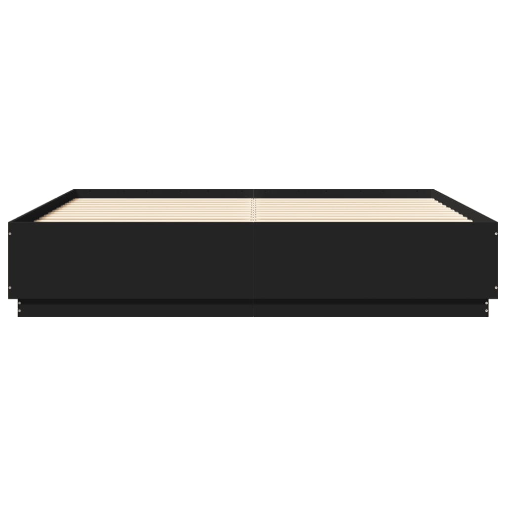 Bed Frame with LED without Mattress Black 180x200 cm Super King