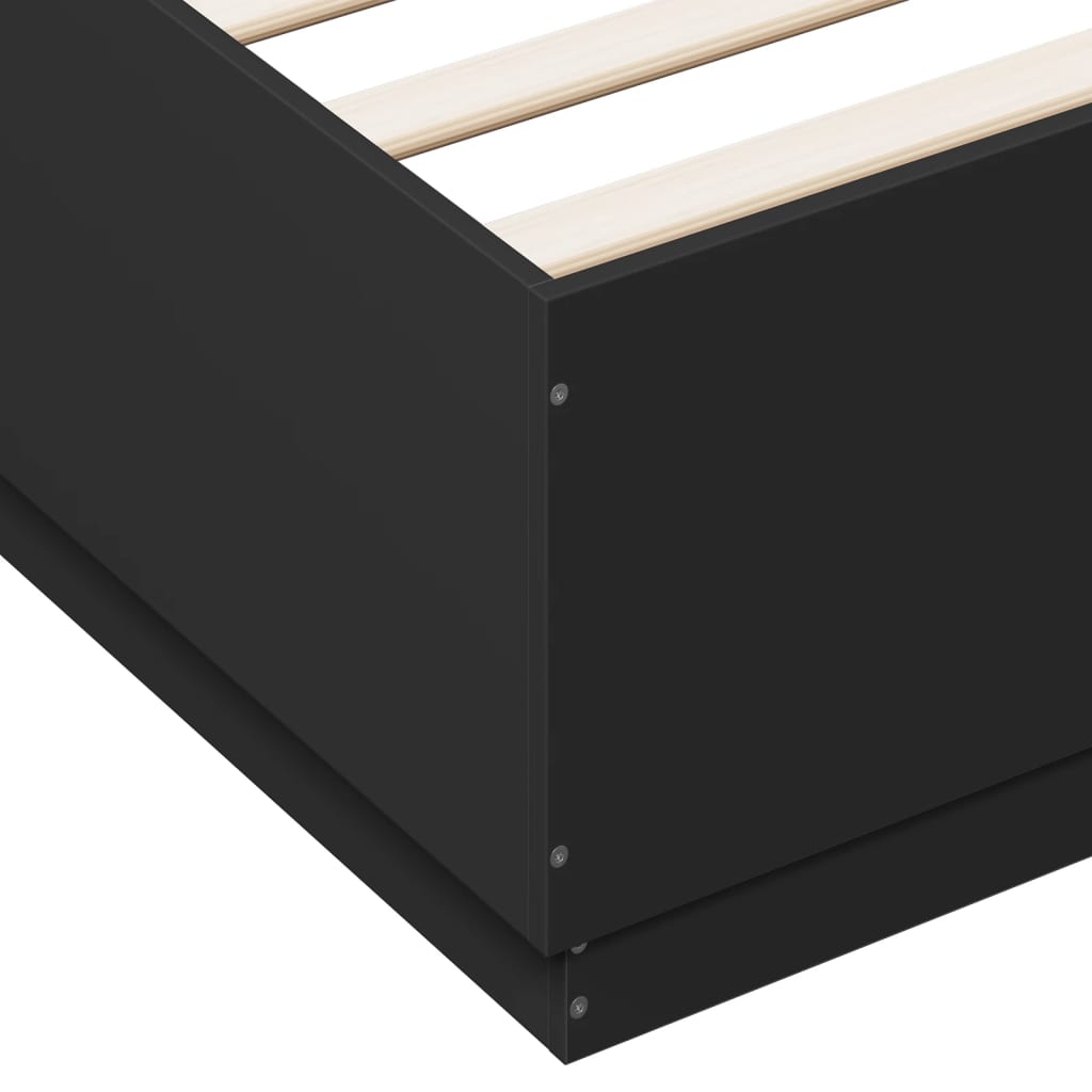 Bed Frame with LED without Mattress Black 180x200 cm Super King