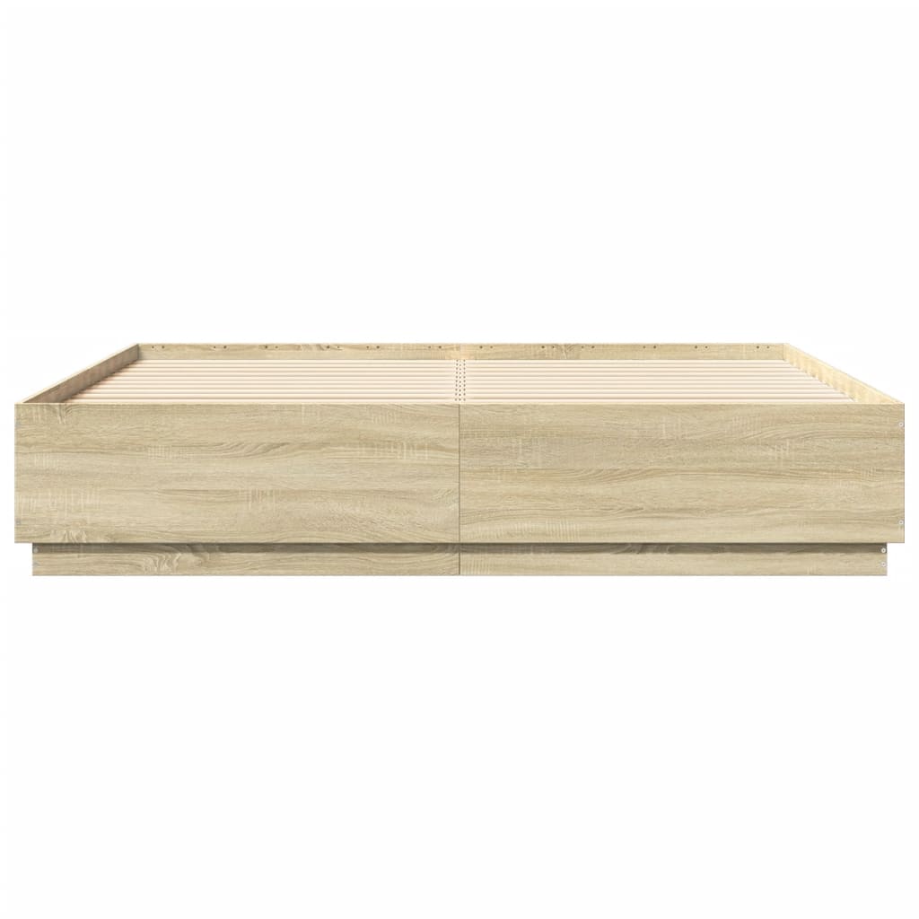 Bed Frame with LED without Mattress Sonoma Oak 180x200 cm Super King