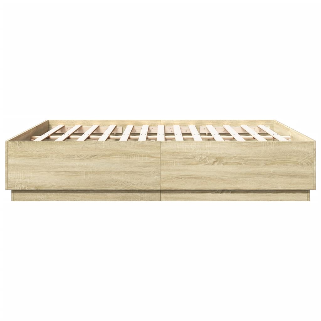 Bed Frame with LED without Mattress Sonoma Oak 180x200 cm Super King